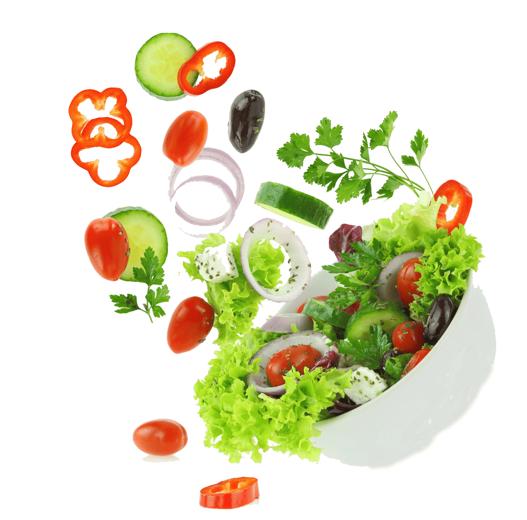 Ensalada de cebollas, lechuga y tomates
