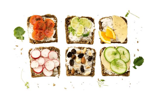 Variedad de tostadas saludables